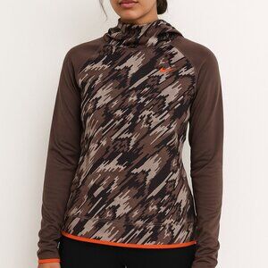 Nike Dri-FIT Hoodie XL Gray Orange Athletic Pullover Sweatshirt Running Top